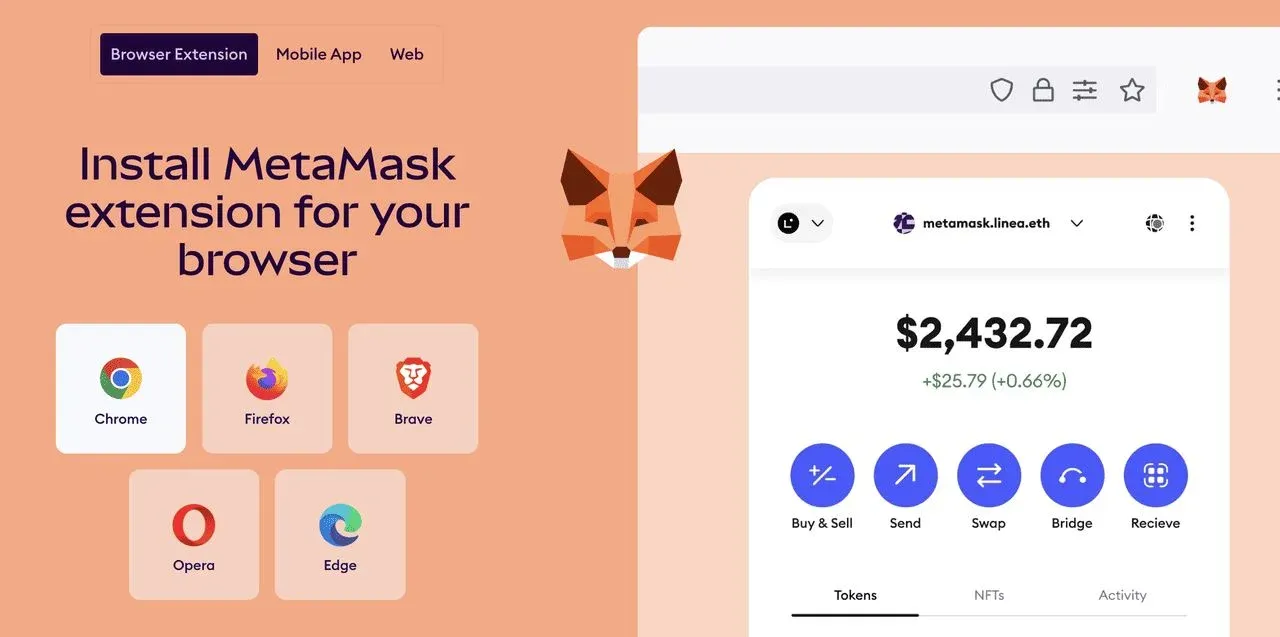 Metamask 瀏覽器擴充套件安裝頁面