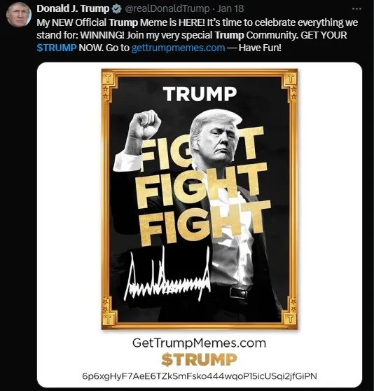 特朗普头像配 Solana 标志的代币标志