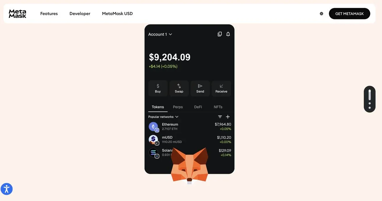 MetaMask wallet logo and interface screenshot