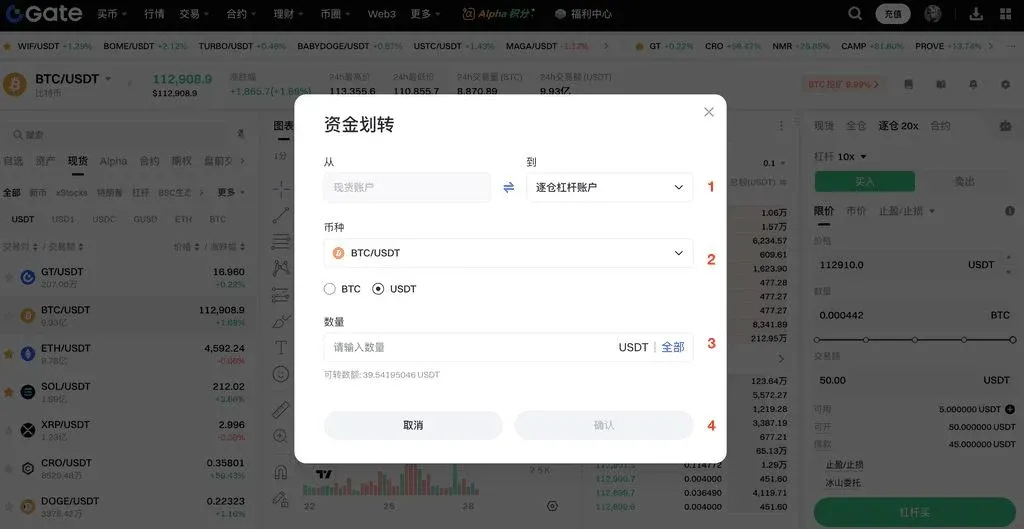 Gate exchange margin trading