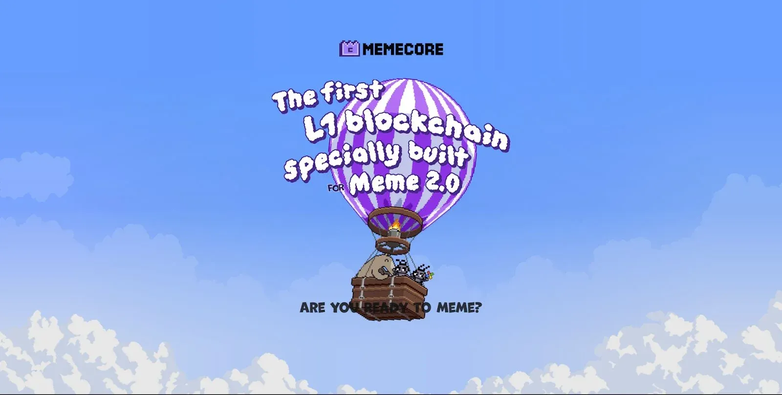 MemeCore token logo with cartoon meme‑style graphics