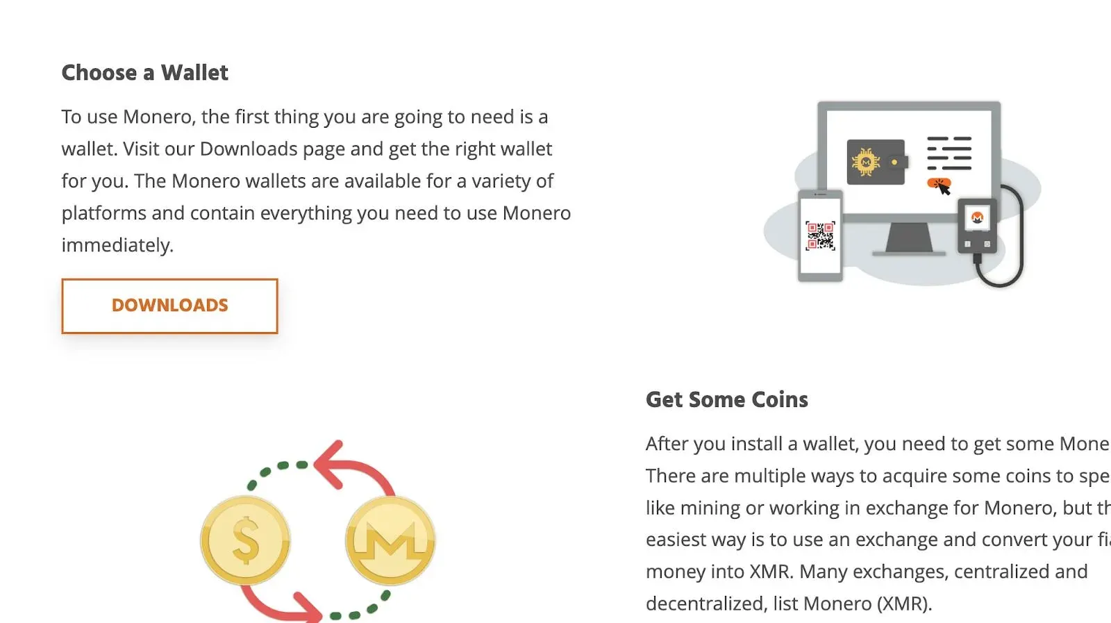 Monero XMR logo orange “M” with a ring