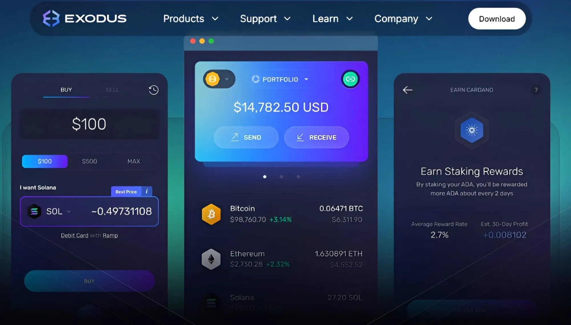 Pantalla de selección de cartera mostrando varios íconos de carteras
