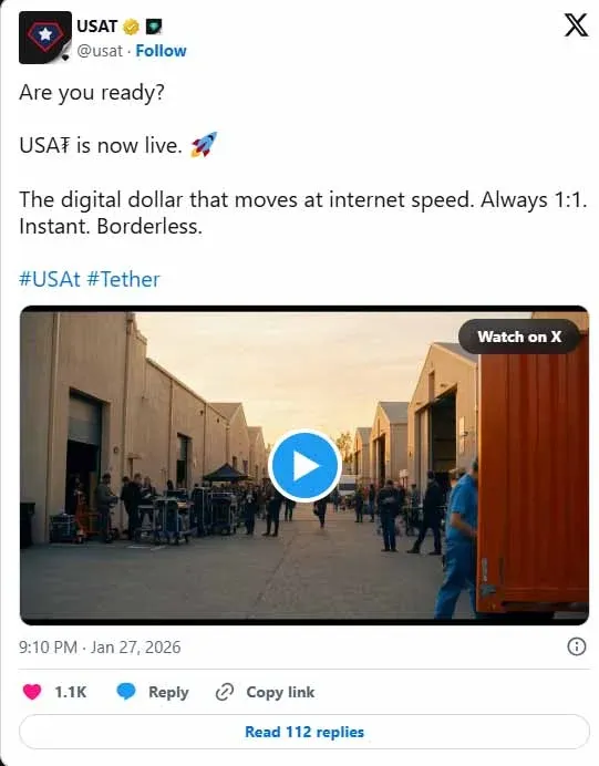 Logotipo da stablecoin USAT e diagrama da estrutura do token ERC‑20 na Ethereum