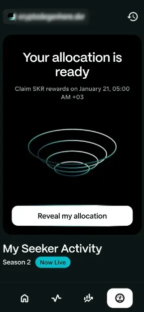 Seeker (SKR) airdrop claim interface