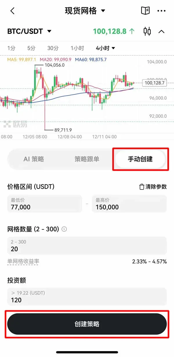 Paso 3: Configurar parámetros y crear la estrategia