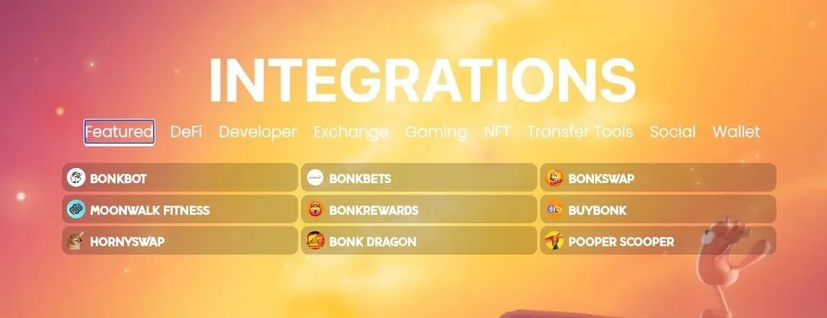 Visão geral do logotipo e das características da criptomoeda BONK