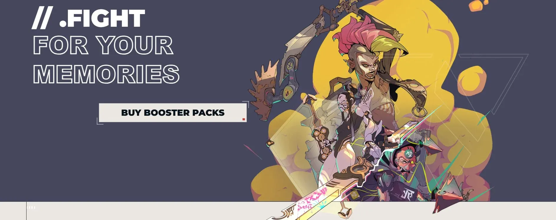 Página principal de Lost Glitches mostrando personajes y cartas en pantalla