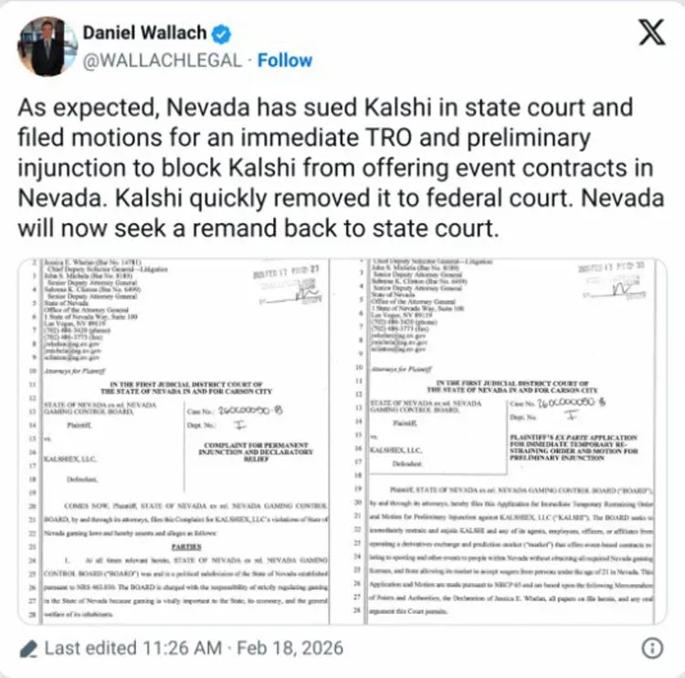 Nevada demanda a Kalshi, la medida preventiva anterior resultó ineficaz