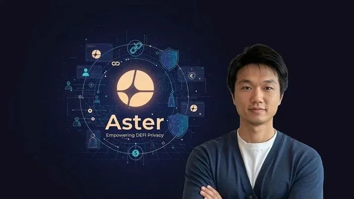 Aster CEO Leonard Portrait with Binance Logo Background