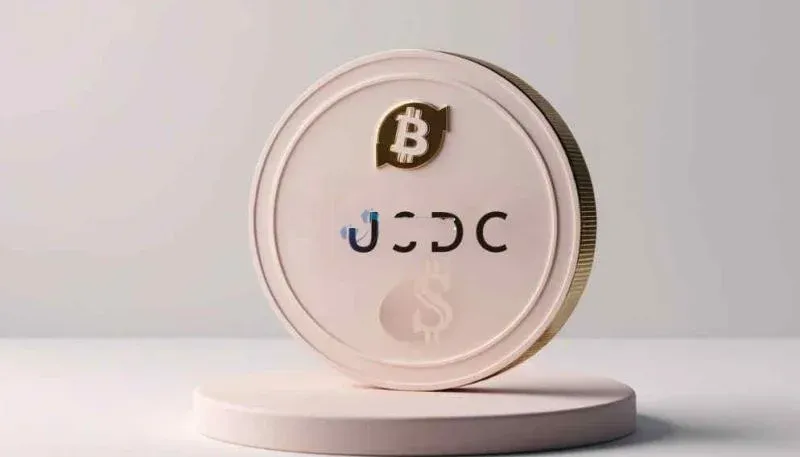 Solana网络上的USDC标志与美元符号并排展示