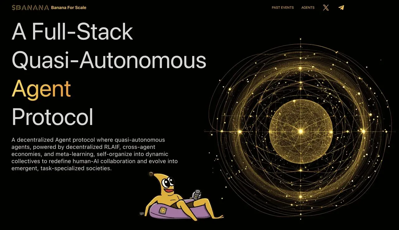 黄色香蕉与 BANANAS31 标志，配区块链图案