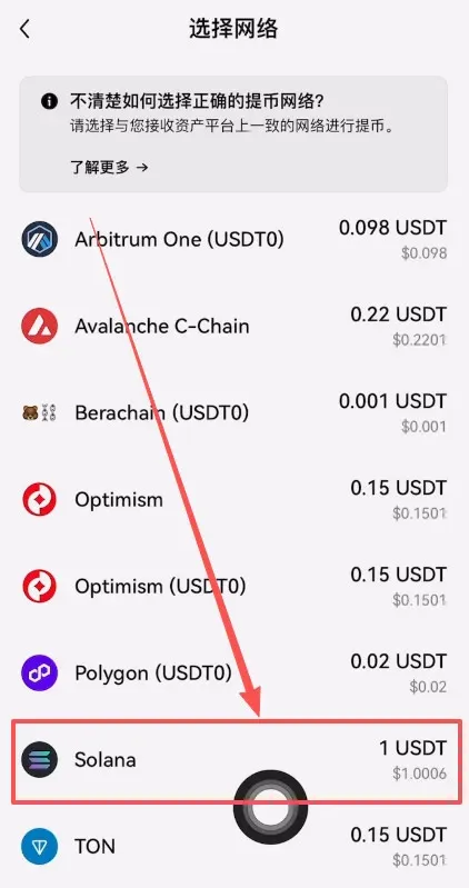 Pantalla de depósito en Bitget, selección de red SOL y pegado de dirección