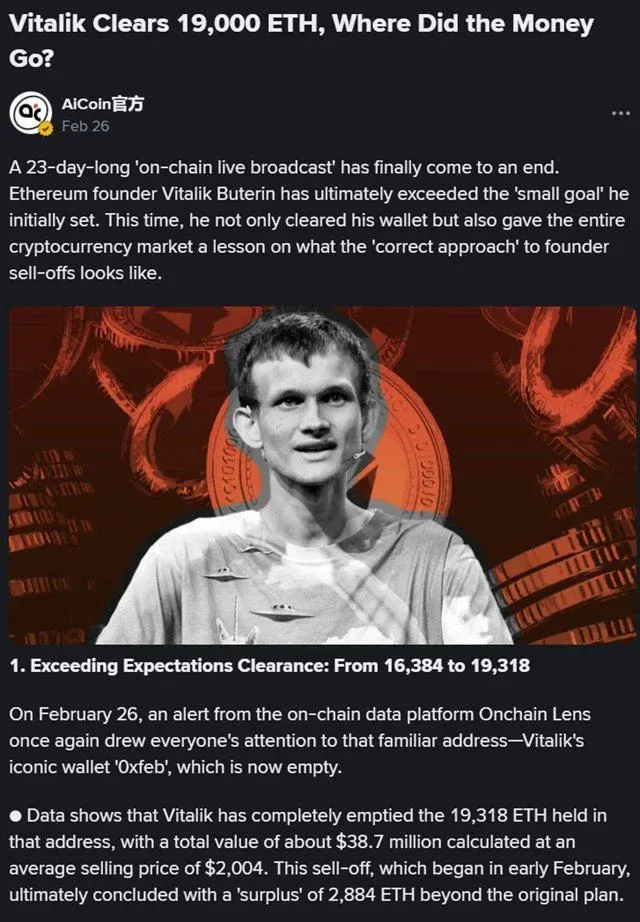 Vitalik vendendo agressivamente