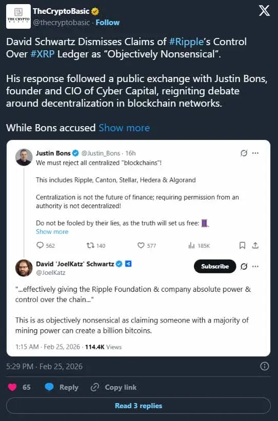 Schwartz 与 Bons 针对 XRPL 去中心化机制的辩论