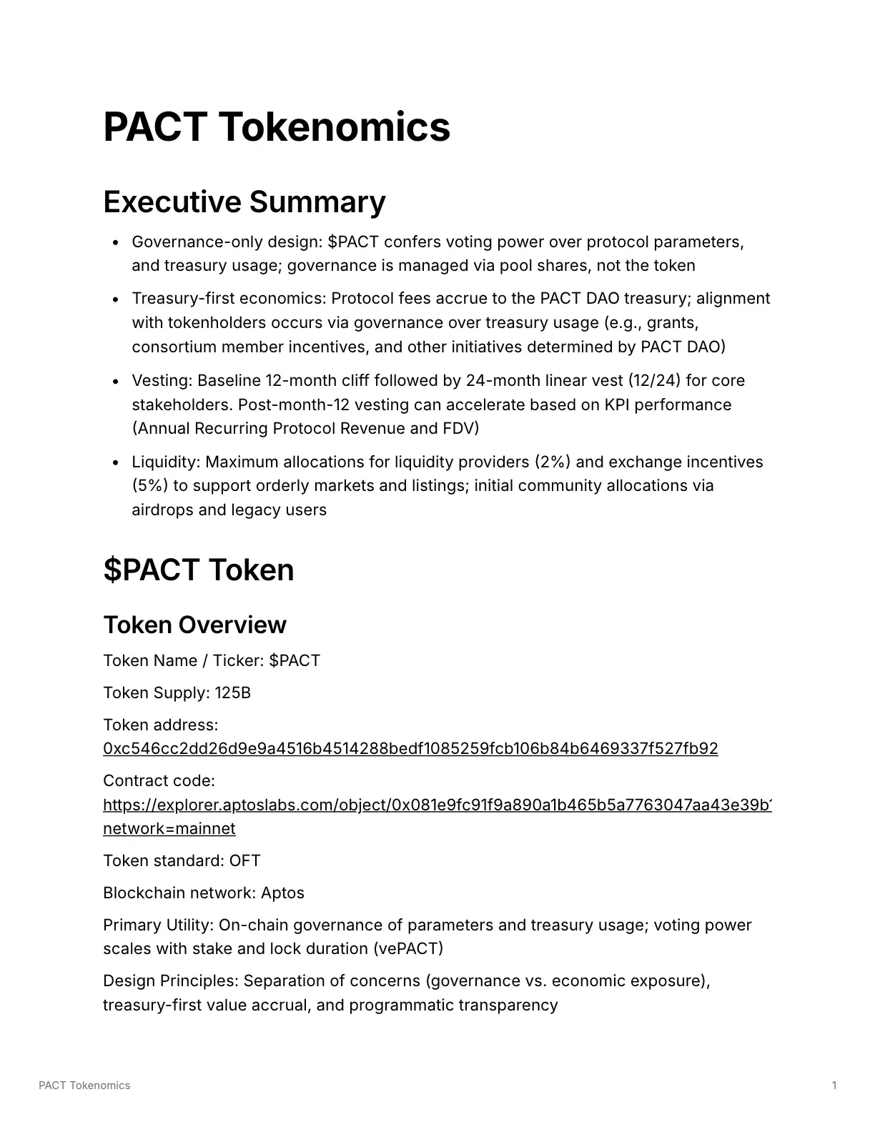 PACT 治理工具與 vePACT 功能示意圖