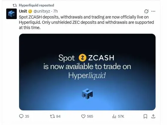 Price chart of HYPE token showing recent upward trend