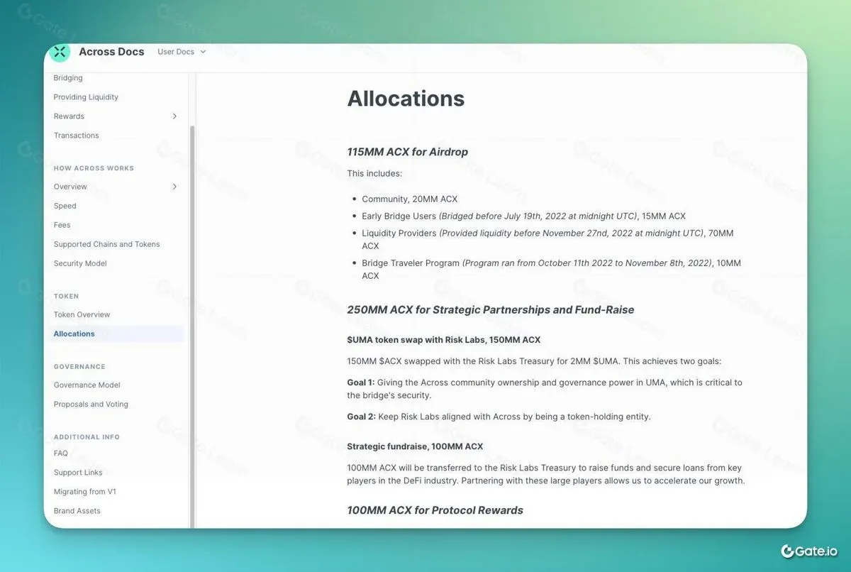Diagram illustrating ACX token allocation, referral rewards, and DAO treasury lock‑up