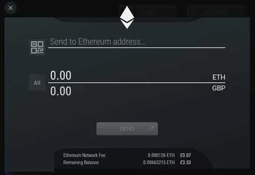 Exodus 钱包发送页面 选币种填写收款地址和金额