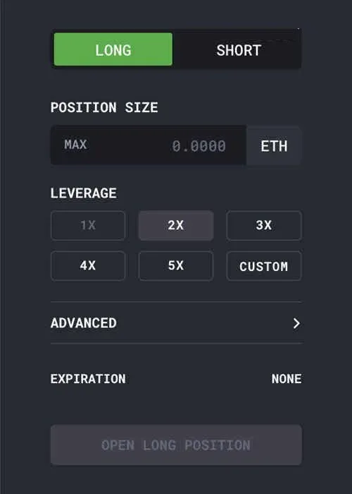 dYdX 平台保證金分頁介面顯示槓桿與保證金比例