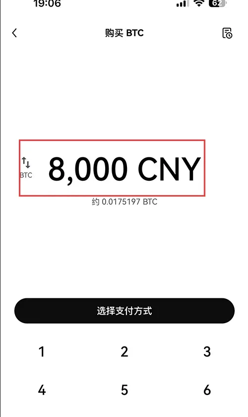 Interface for selecting coin and entering purchase amount