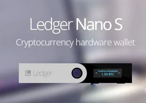 Billetera de hardware Ledger Nano S, aspecto similar a una unidad USB con pantalla