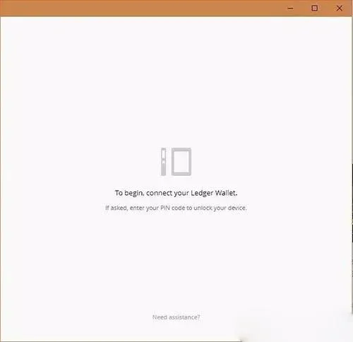 Interfaz del administrador de dispositivos indicando que se debe ingresar el PIN en el Ledger Nano S para desbloquear