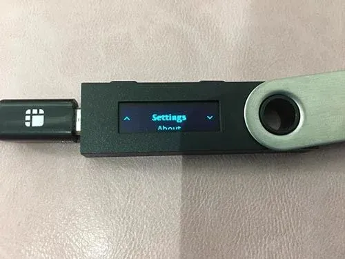 Ledger设备屏幕显示设置菜单并选中浏览器支持