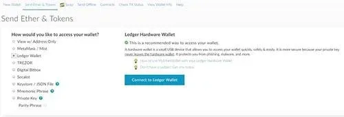 Ledger 钱包连接页面，显示 Connect 按钮
