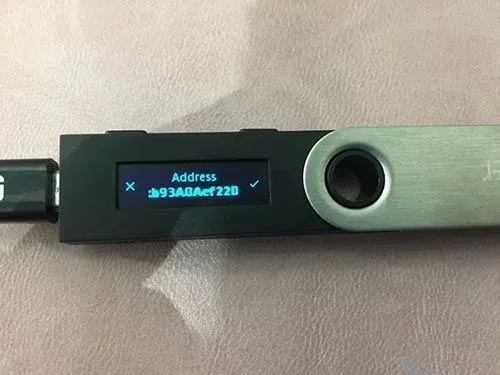 Ledger 设备屏幕显示发送地址和最高交易费用