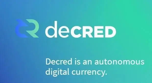 Logotipo Decred com letras DCR em azul e verde
