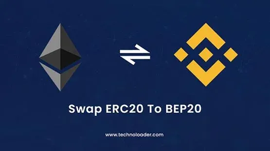 Comparison diagram of Binance Smart Chain and Ethereum logos and token standards