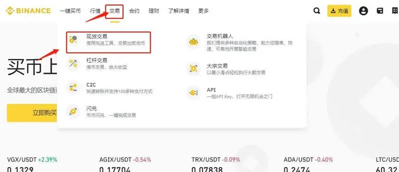 币安现货交易页搜索 PERP 显示 PERP/USDT 对