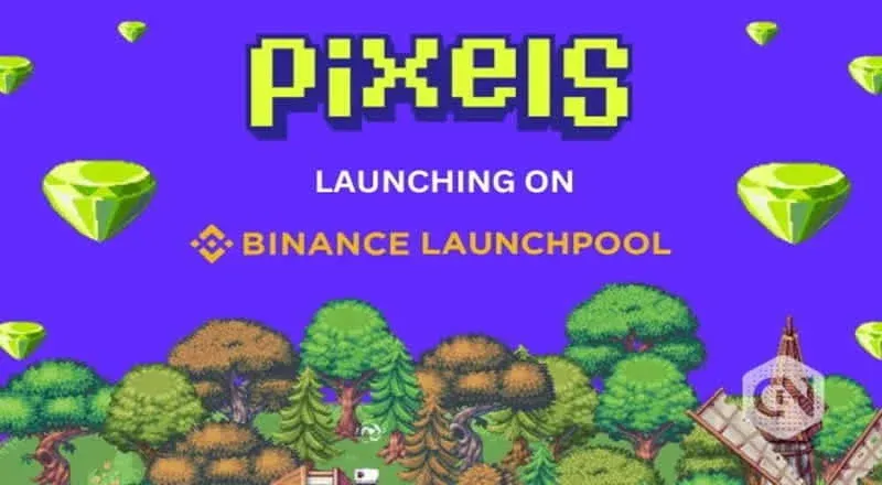 Logotipo do token PIXEL em estilo pixelizado e colorido