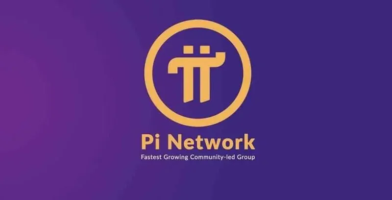 Pi Network logo with smartphone mining interface