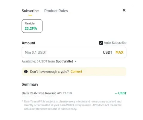 Tabela ilustrativa dos produtos de rendimento fixo da Binance com prazos de bloqueio