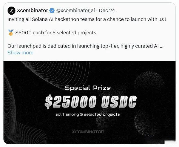 X Combinator investment platform UI, partnership with SendAI