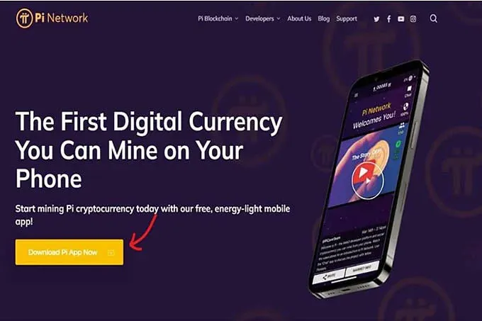 Captura de tela da página de registro da Pi Network no celular