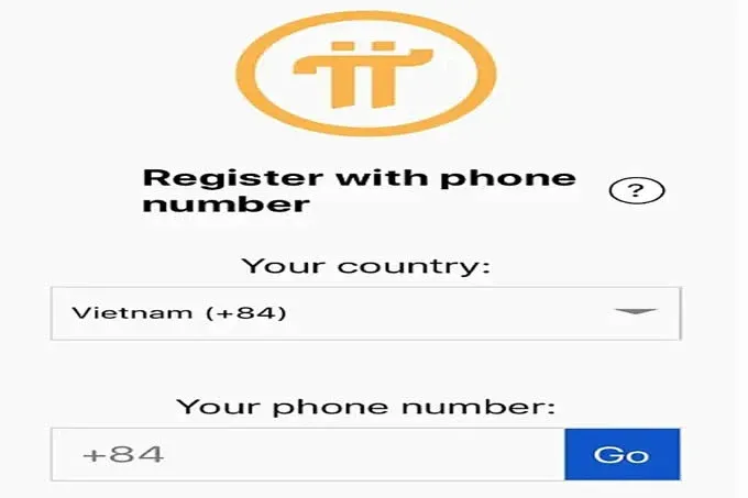 Página de registro da mineração de Pi, preenchendo localização, número de telefone, senha e enviando