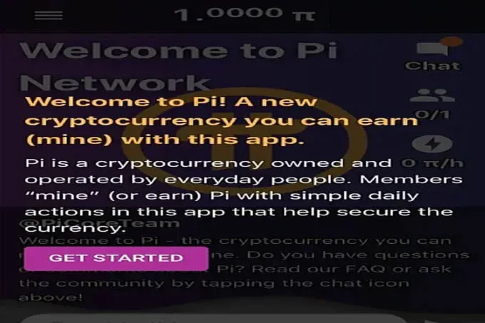Botão de raio no canto inferior direito da interface do aplicativo Pi Network para iniciar a mineração