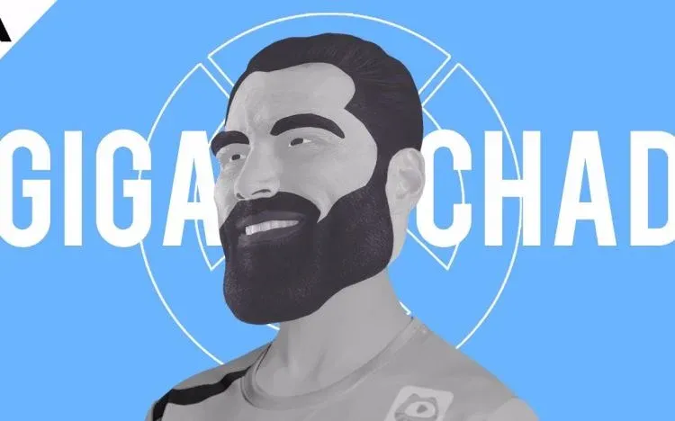 Gigachad 形象的卡通头像配以 $GIGA 标志