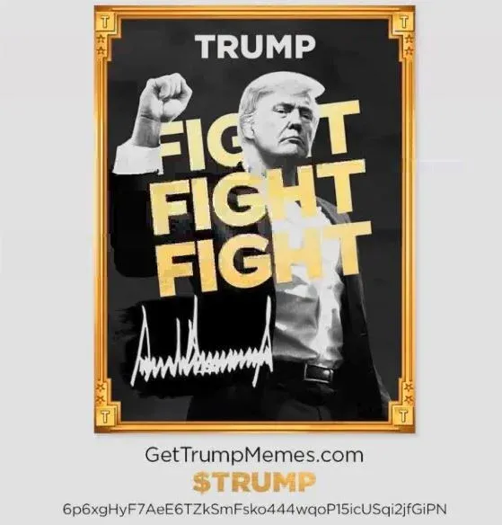 Gráfico de preço da moeda TRUMP, eixo horizontal = tempo, eixo vertical = preço em dólares