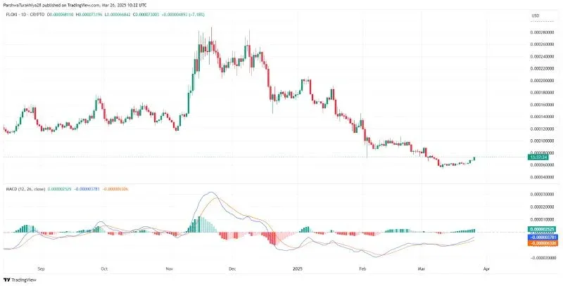 Floki Inu price movement with MACD indicator chart