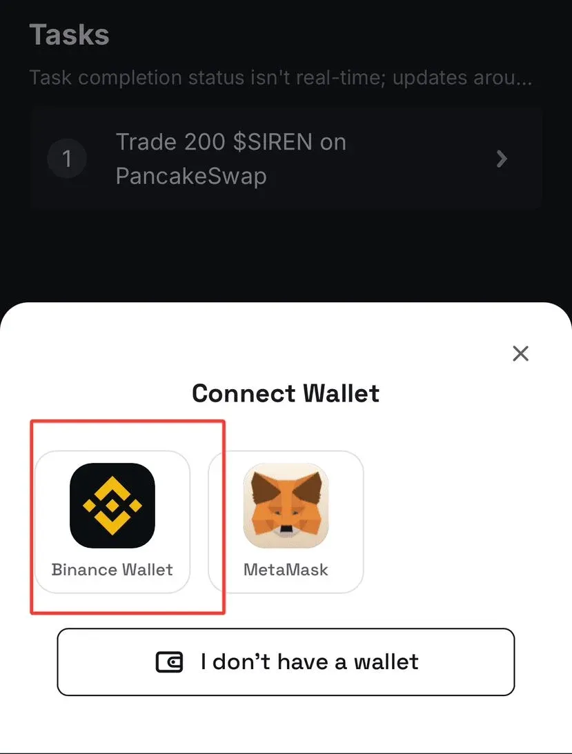 Pantalla de la app de Binance con el campo USDT ya rellenado con 200