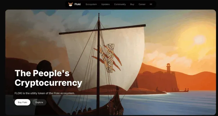 Logotipo de FLOKI y gráfico de línea de la evolución de precios 2025‑2030