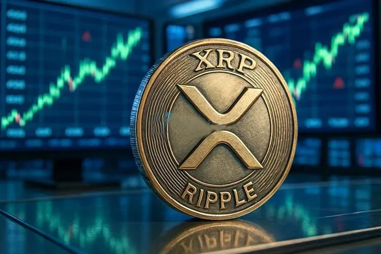 XRP logo and banking partnership network illustration