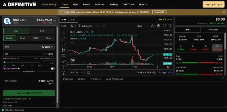 Definitive Launchpad 平台介面展示專案列表和代幣銷售視窗
