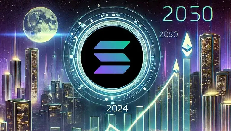 Gráfico histórico de preço do Solana mostrando volatilidade de 2020 a 2024