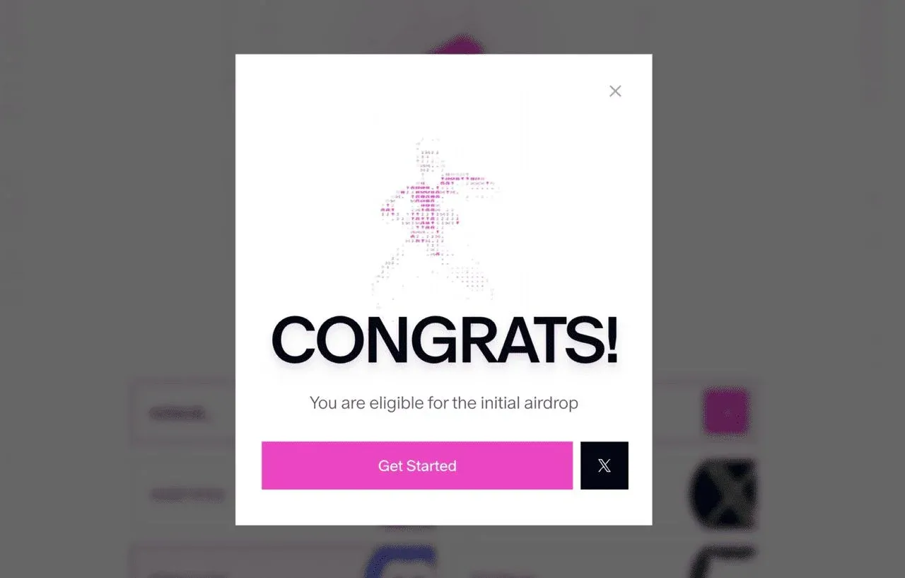 Claim page displaying wallet information, token amount and a confirm button