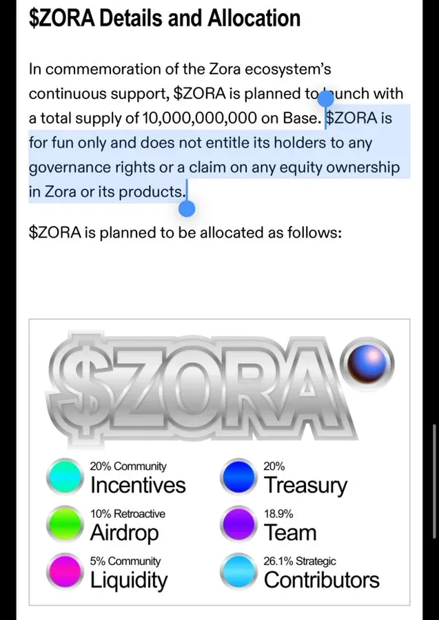 Captura de tweet questionando a distribuição do token ZORA